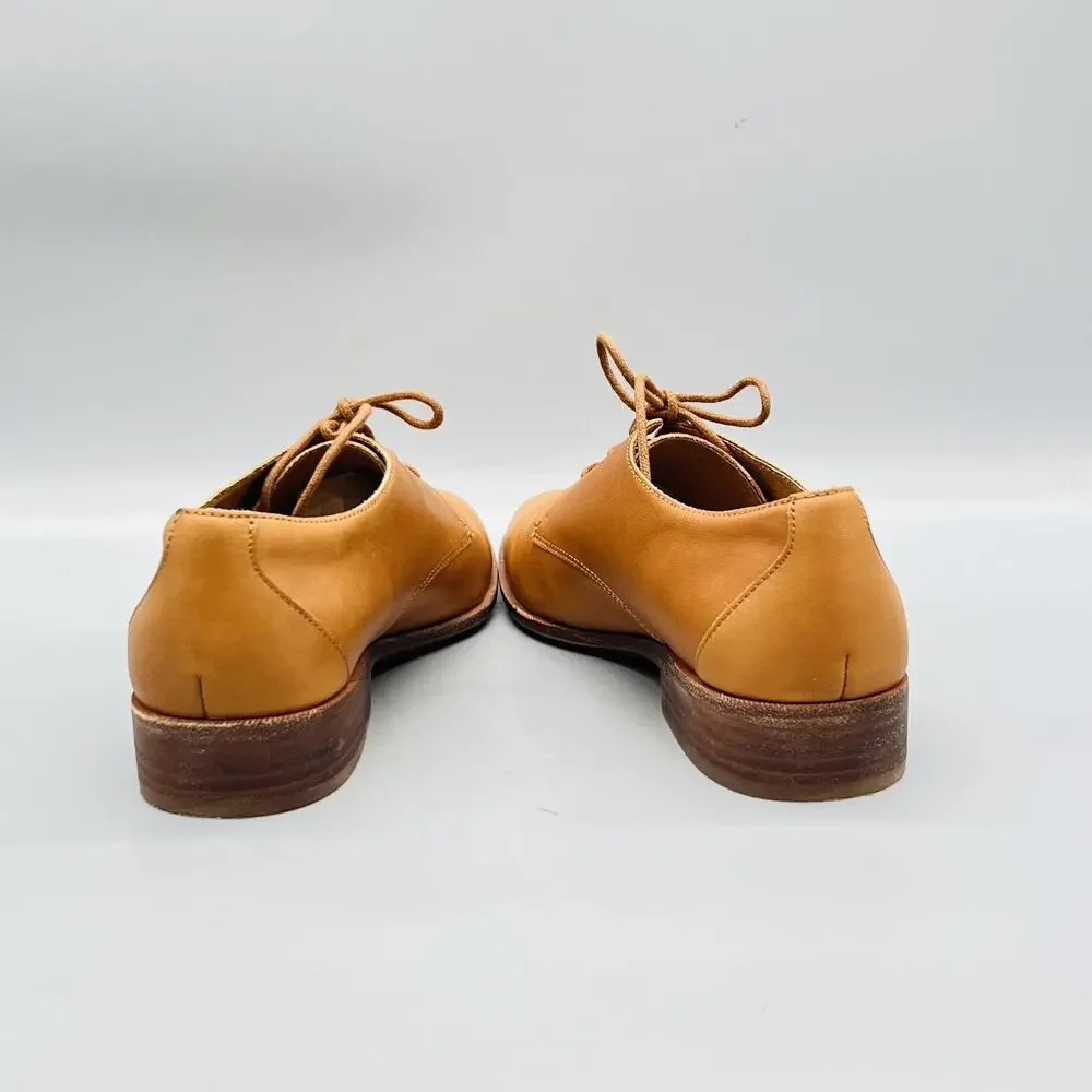Madewell Shoes Womens 9 Brown Leather Oxford Flats Lace Up Almond Toe Casual